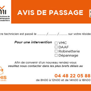 AVIS DE PASSAGE Intervent. OPHIS - Lot de 2000 ex