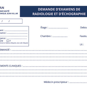 JVL-ENR-318 - Liasses examen de radio et echo par 500 ex (sur devis)