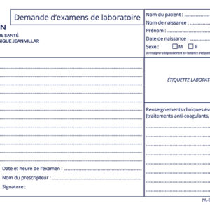 JVL-ENR-319 - Liasses examen laboratoire par 500 ex (sur devis)
