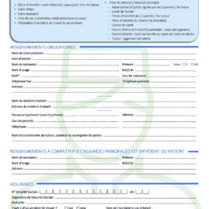 JVL-ENR-298<br> Fiche de pré-admission AMBULATOIRE par 1 000 ex (sur devis)