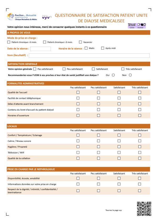 MQGR_0027_00 Questionnaire de satisfaction Patient DIALYSE par 500 ex