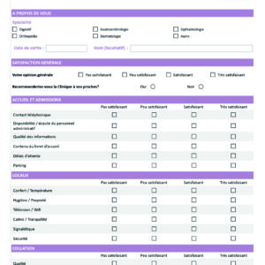 MQGR_0097_00 Questionnaire Satisfaction patient CIRCUIT COURT par 500 ex