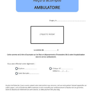 JVL-ENR-019 <br> Reçu d'acompte ambulatoire par 5 000 ex