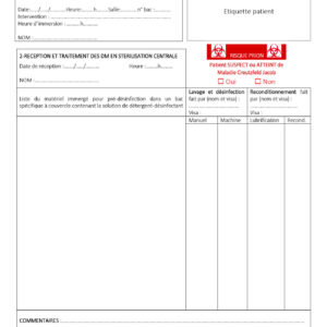 JVL-ENR-216 <br> Traçabilité désinfection DM par 5 000 ex