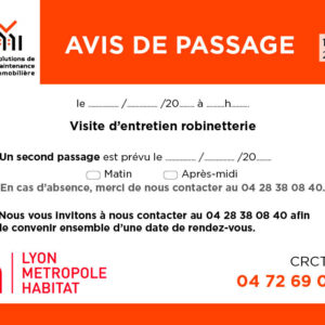 AVIS entretien ROBINETTERIE - Lyon Metropole - Lot de 2 000 ex