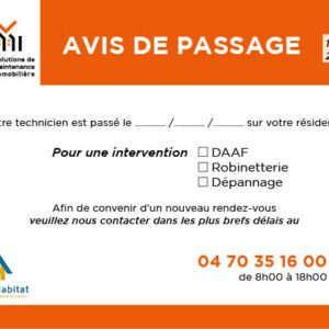 AVIS DE PASSAGE Intervent. ALLIER HABITAT - Lot de 2000 ex