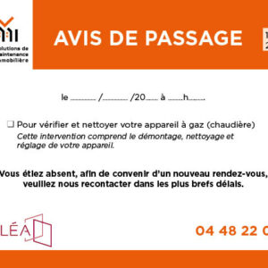 AVIS DE PASSAGE Intervent. ÉVOLÉA - Lot de 2000 ex